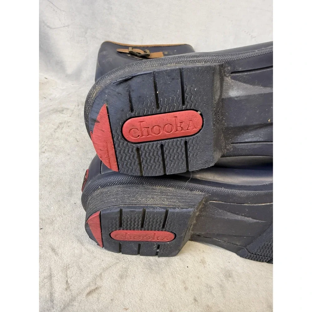 Chooka Boots Womens Size 10 Navy City Solid Rain Mid Calf Rubber Waterproof